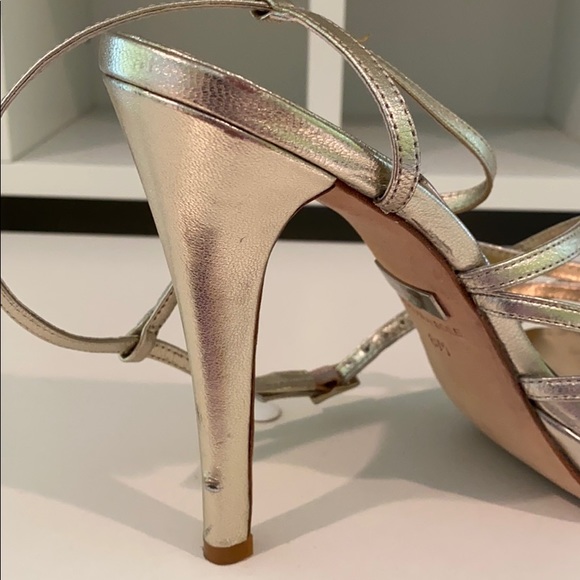 Badgley Mischka strappy gold sandals. - Picture 3 of 3